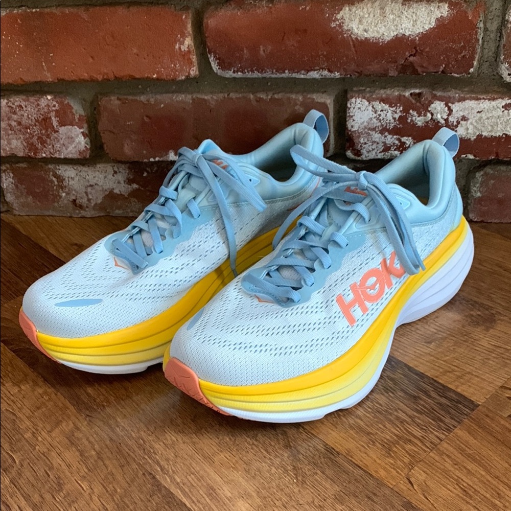 Hoka Women's Blue and Yellow Running Shoes